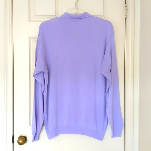 Brandini made in Italy Men's Cotton/Rayon Long Sleeve Lavender Purple Polo Shirt - Picture 3 of 3
